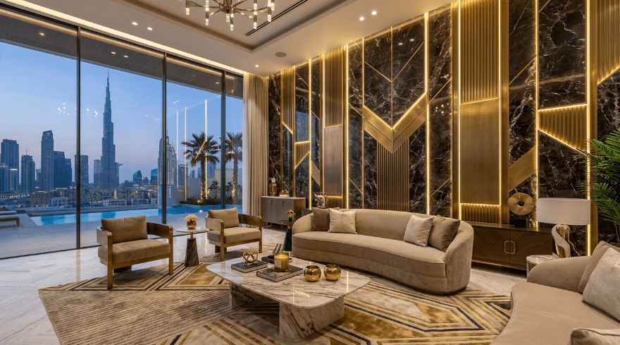 affordable feature wall design by Dubai Modern Home Decor